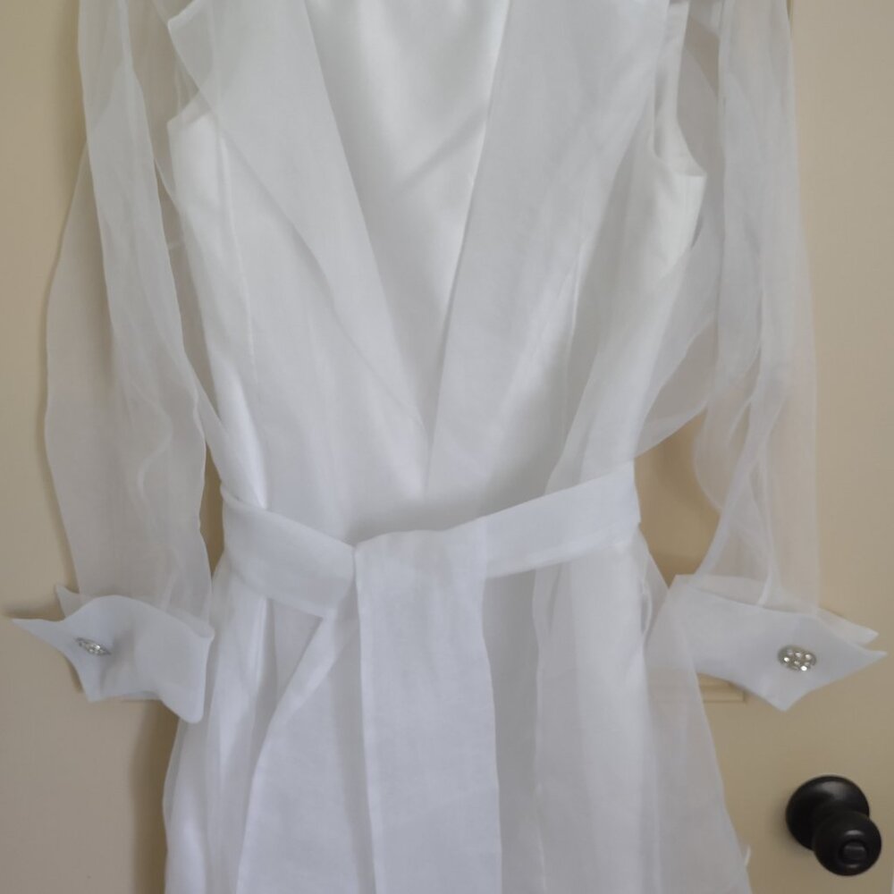 Vintage 80's Tadashi Formal White Dress w/ Lace Coat Size 10